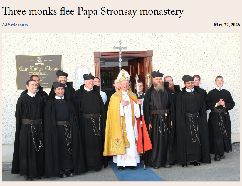RealAdVaticanum's tweet photo. Three monks secretly left the Transalpine Redemptorists’ monastery on Papa Stronsay by boat after allegedly arranging their departure with the Diocese of Aberdeen without informing superiors

Read full article here: https://t.co/Km8dUy47EN https://t.co/Rs9huiHJrx