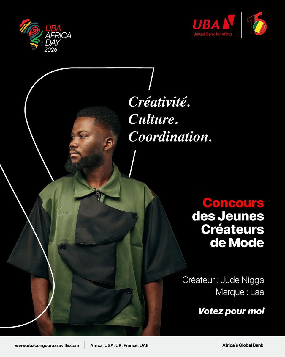 UBACongo's tweet photo. Découvrez nos jeunes créateurs en compétition !

Jeunes, talentueux et passionnés, ils sont prêts à faire rayonner la créativité congolaise à travers des créations uniques et inspirantes. 👏🏾🔥

Soutenez votre créateur préféré en likant, commentant et partageant sa photo.

🗳️ Comment voter ?
Abonnez-vous sur nos pages, likez et mentionnez le nom de votre candidat favori en commentaire sur notre page Instagram.

📌 NB : Seuls les votes effectués sur Instagram seront pris en compte.

Lien Instagram : https://t.co/WnD8JFjYWf

Chaque interaction peut faire la différence !

#AfricaDay2026 #UBACongo #JeunesCréateurs  #TalentAfricain CréativitéAfricaine FashionContest