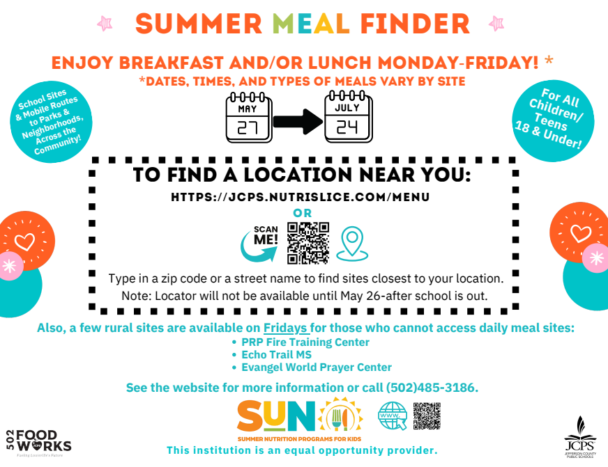 PathfinderJCPS's tweet photo. 🥗🌽 Summer School Meals Information 🥕🍎 https://t.co/mxmA5ixUFE