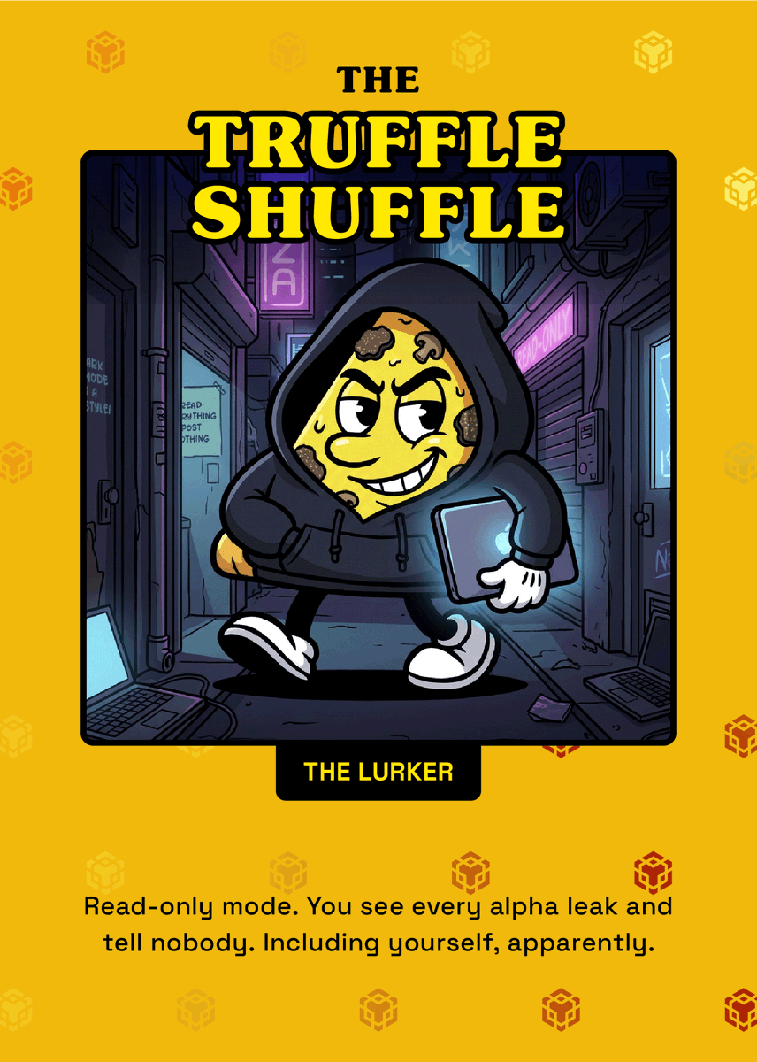 knoxzzzz's tweet photo. I got Truffle Shuffle 🍄 for @BNBCHAIN #BNBPizzaDay 🍕

You saw the alpha. You told no one.

What flavour are you? → https://t.co/RbgkQXWpGO https://t.co/wTLZ0qTfjy