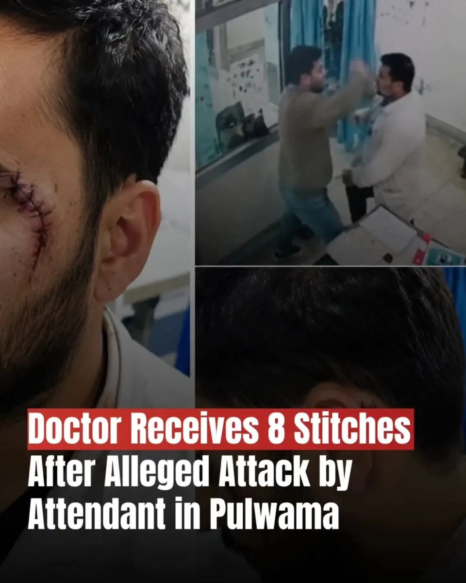 _pampruk's tweet photo. #Shocking Doctor Receives 8 Stitches After Alleged Attack by Attendant in #Pulwama https://t.co/U0xh9N2xFA