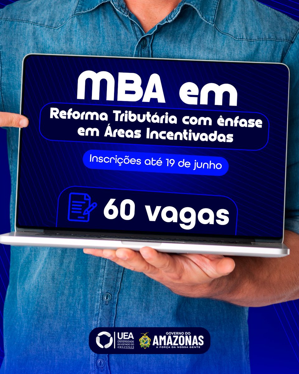 UEAmazonas's tweet photo. A UEA, por meio da Escola Superior de Ciências Sociais (ESO), divulgou o edital n.º 049/2026, com 60 vagas, para o curso de especialização MBA em Reforma Tributária com Ênfase em Áreas Incentivadas. 

Saiba em: https://t.co/2ZsIOCjx9K https://t.co/J0qZJWOJN6