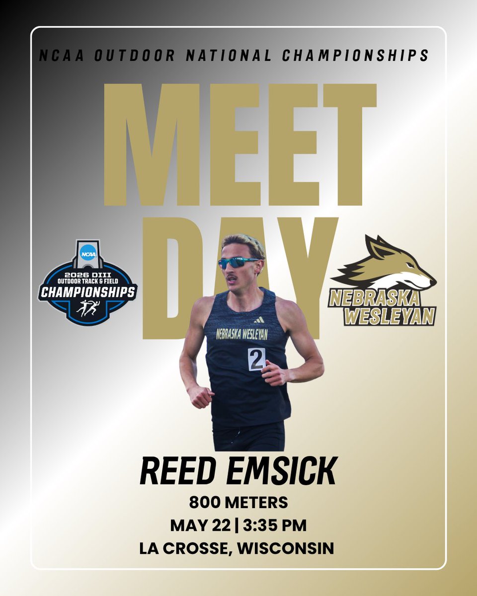 nwutfxc's tweet photo. Day 2 of the NCAA Division III Outdoor Track and Field Championships!

Sam throws the Shot Put @ 3:00pm!

Reed runs the prelim of the 800 @ 3:35pm!

The 110h trio of Eli, Noah, and Jacob run the prelim @ 4:25pm!

#nwutf #pwolfnation https://t.co/oHPBgktpk8