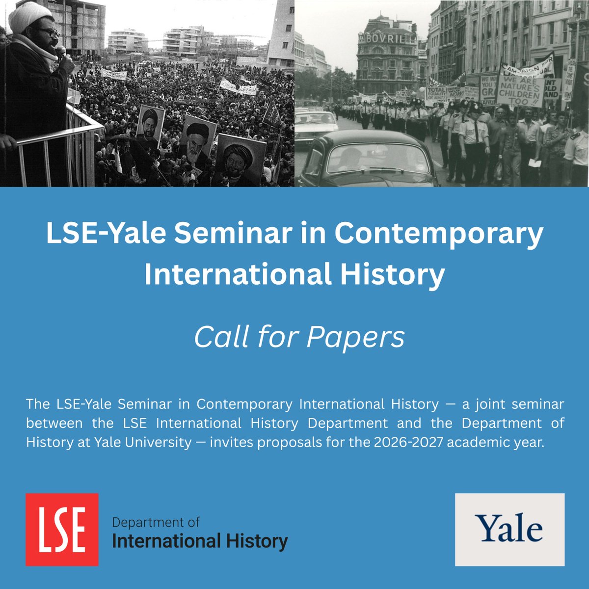 lsehistory's tweet photo. The LSE-Yale Seminar in Contemporary International History — a joint seminar between the LSE International History Department and the Department of History at Yale University — invites proposals for the 2026-2027 academic year.

#LSE #Yale #history #seminar https://t.co/gAgy3FjV5c