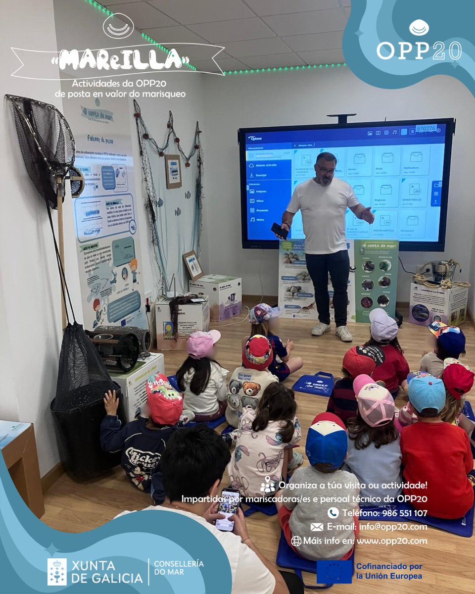 OPP20AIlla's tweet photo. |OPP20OFICIO
 🌊🐟 Hoxe, os 27 nenos e nenas de 4º, 5º e 6º de Educación Infantil do CEIP Torre Illa continuaron descubrindo o mar cunha visita á Aula "O Canto do Mar".
🐠 #OFICIO #MariscoDeAIlla #EducaciónMariñeira #OficiosDoMar #AIllaDeArousa https://t.co/nYPbmcPEzd