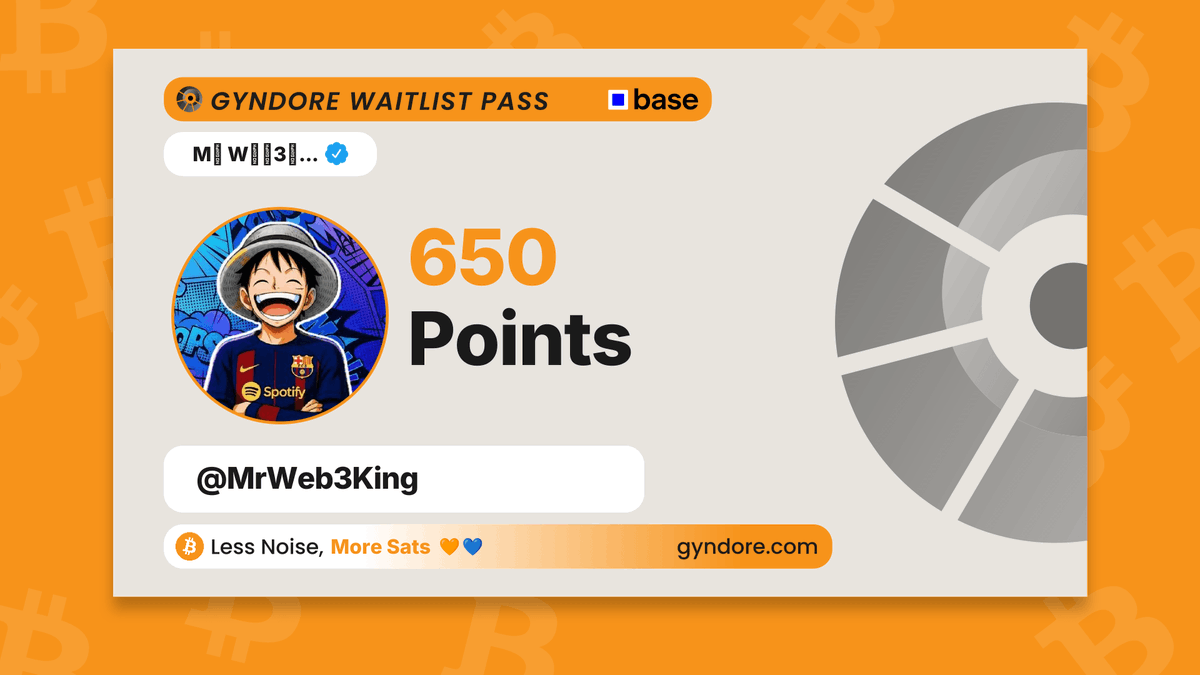 MrWeb3King's tweet photo. Secured my spot on the @Gyndore waitlist.

Already stacking. It pays to be early.

Join now &amp; claim your points → https://t.co/Bok35nisax https://t.co/h8FUa9wfym