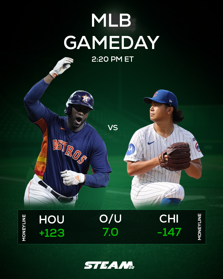 Steam22's tweet photo. Early MLB Slate

Astros vs Cubs at Wrigley gets us going at 2:20 ET ⚾️

 Then the full Friday board rolls in from 6:40 ET on. Day baseball, weekend vibes, and a packed night slate still ahead. 

#MLB #SteamBets https://t.co/EY62hwTdi9