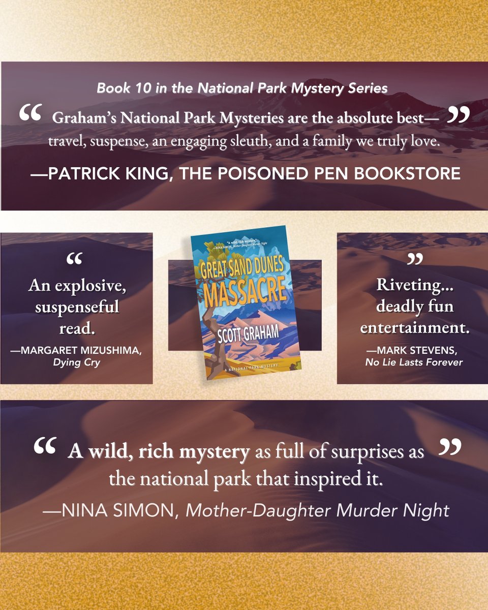 TorreyHouse's tweet photo. LAST CHANCE TO PREORDER! ⏳ Get your copy of the 10th National Park Mystery, Great Sand Dunes Massacre, in our shop by Memorial Day if you'd like to receive a copy by the official publication day, June 2. https://t.co/ZhFbuazT7W

AND JOIN SCOTT ON HIS BOOK TOUR! https://t.co/qUQkW5LGSu