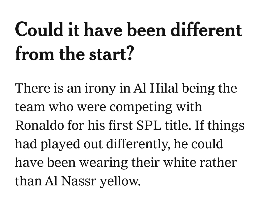 fayadzinho's tweet photo. So the New York Times just published an article about Ronaldo winning the SPL.

I'm sorry, but the errors are embarrassing.

❌ Al-Awwal Park has a 26k capacity
❌ Bento, not Beto
❌ Gamba are not J. League champions
❌ Al-Hilal wear blue, not white
❌ Simakan arrived in Sep '24 https://t.co/utgOyYE78p