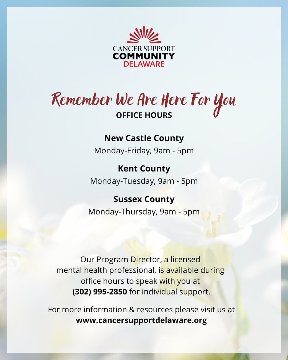 CancerSupportDE's tweet photo. Here is what's coming up next week at #CSCDE!

Join us for Tai Chi this week, offered in-person in all of our offices, as well as live on our Facebook page. Register at: https://t.co/ZFo5775vsA

#CSCDE
#CancerSupport
#CancerAwareness
#CancerCommunity
#MentalHealthAwareness https://t.co/F7g8t8DVhV