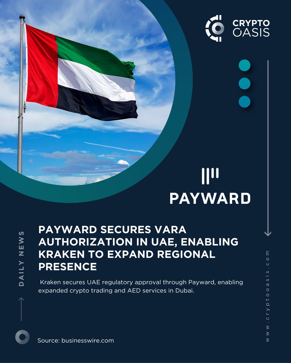 CryptoOasisUAE's tweet photo. @Payward Secures @varadubai Authorization in UAE, Enabling @krakenfx to Expand Regional Presence

Read more: https://t.co/3w4dmcg0mh

Source: @BusinessWire https://t.co/BvGmIrXMKH