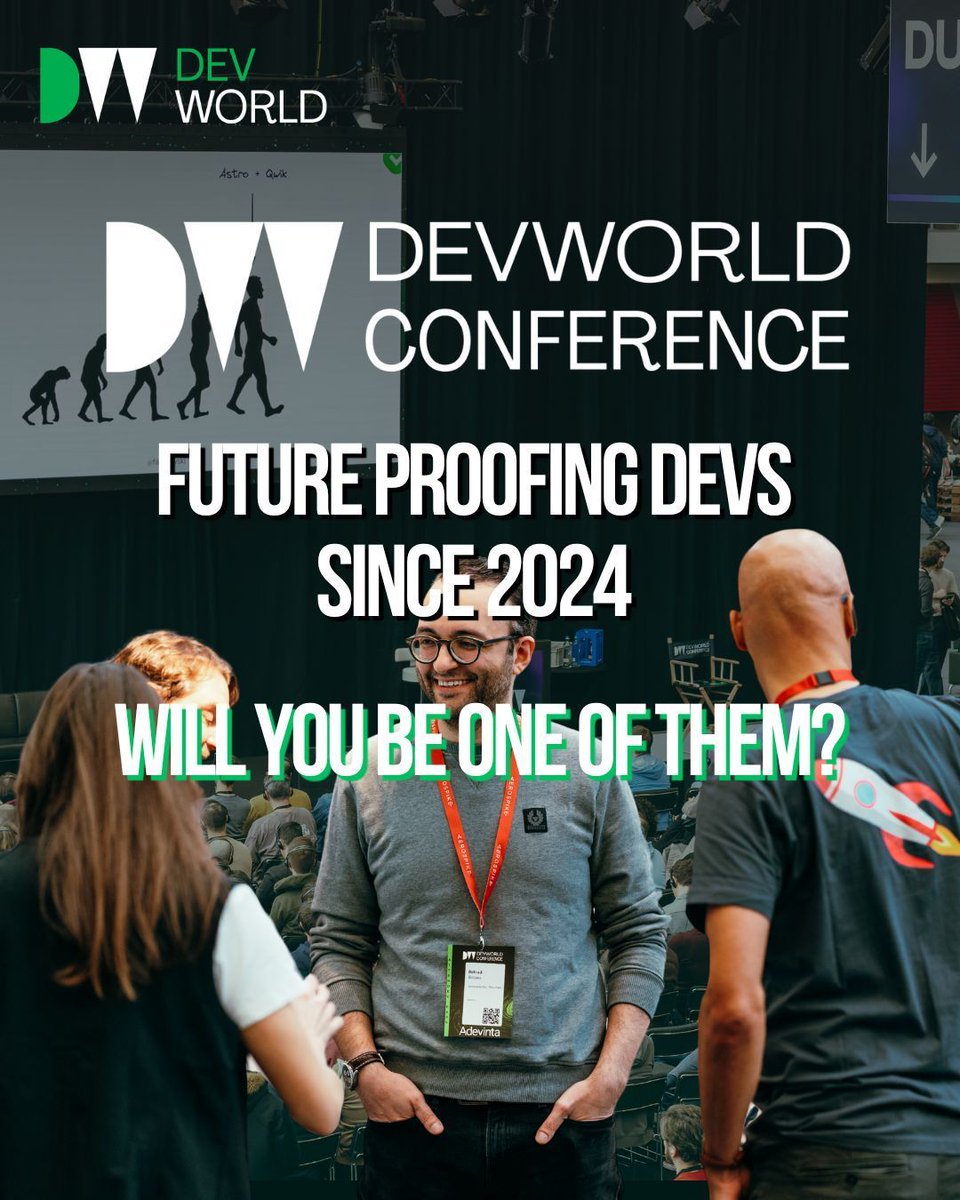 devworld_conf's tweet photo. Tech moves fast, but DEVWorld makes you move faster.

Join the biggest conference for tech teams in the Netherlands and become the future-proof developer of tomorrow. 

From AI to cloud, to frontend to backend, something for everyone to prepare for the future. 

Join the waiting list today at https://t.co/P62y5WsmEx and get ready for what's in store.

#devworld2026