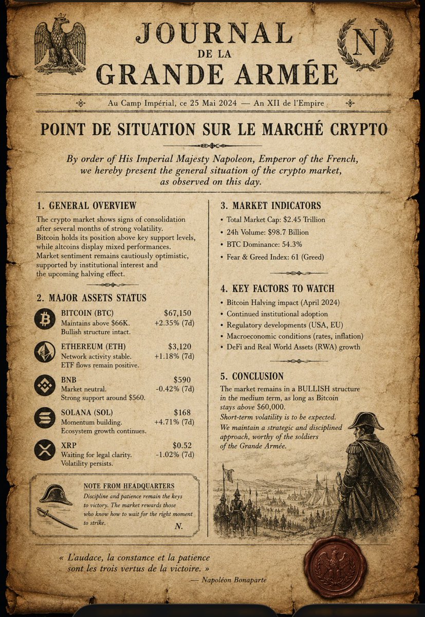 Napocrypto1's tweet photo. 🦅 Imperial Bulletin — Crypto Market Overview
Dated: 22 may 2026 https://t.co/bYYUXzvztW