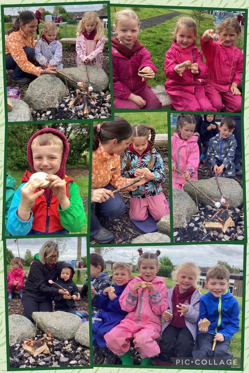 EYFSwithMissS's tweet photo. A snapshot of a few of our favourite Forest School experiences. We were all excited by dandelion pancakes and s’mores on the fire pit! https://t.co/DWdiFQAMQJ