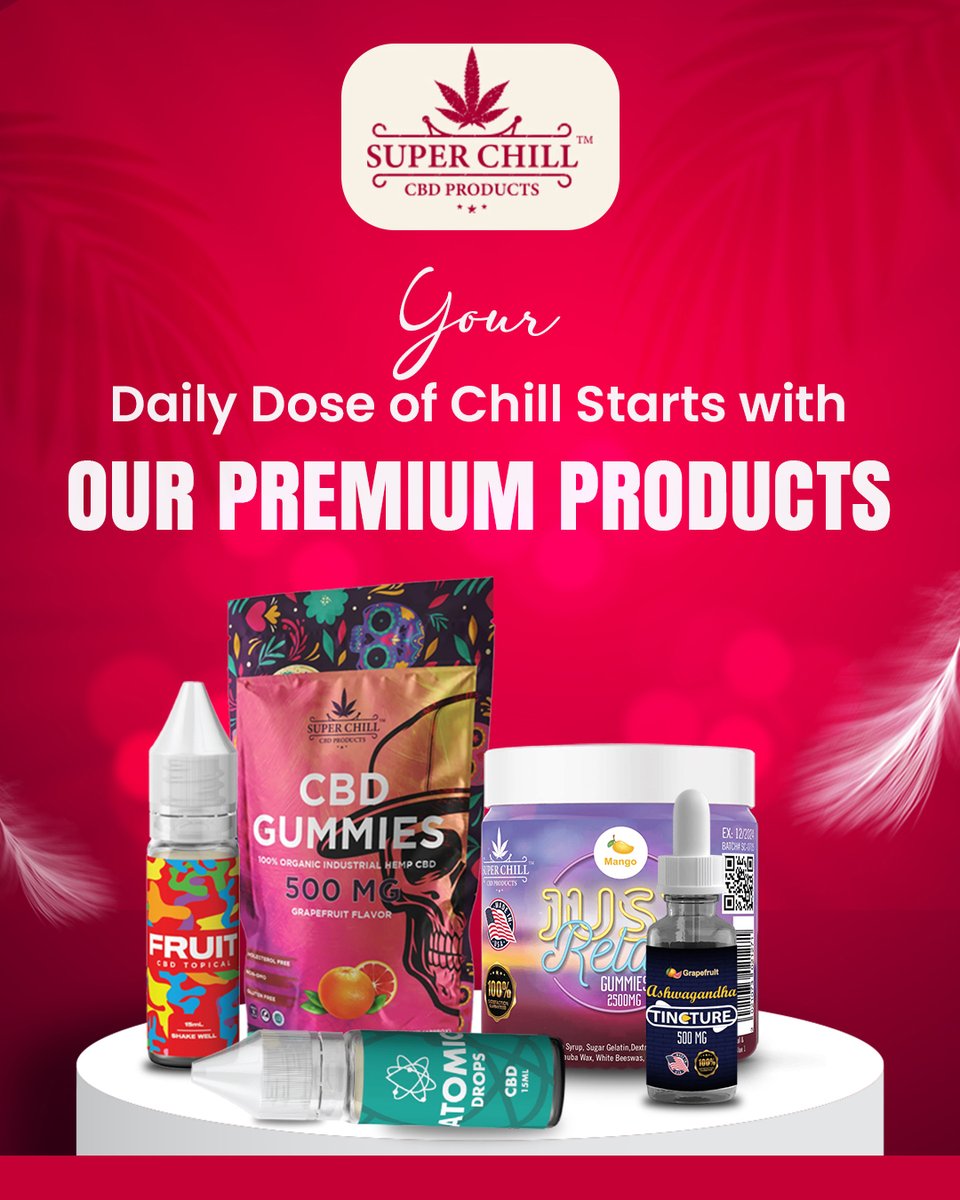 GetSuperChill's tweet photo. 🌿 Your daily dose of calm is here 💨✨

From flavorful CBD gummies to premium tinctures and relaxing essentials — Super Chill Products brings the perfect balance to your everyday routine. 😌💚

Relax harder. Feel better. Stay Super Chill. 🔥

#SuperChillProducts #CBDLife #cbd https://t.co/xdnqw2lcAE