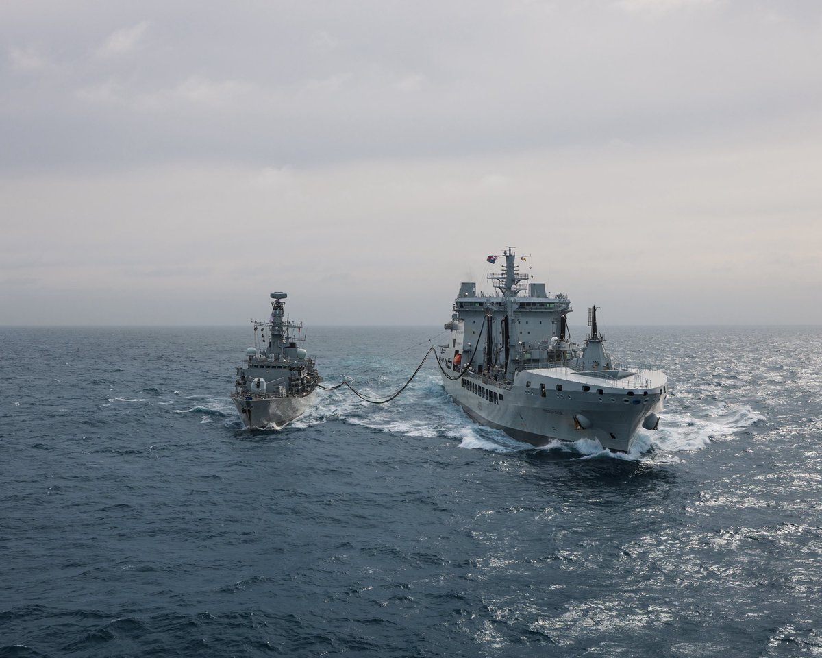 HMSSomerset's tweet photo. Fuel Friday ⛽️

Another successful RAS with @RFATideforce in the middle of the Atlantic - keeping us fuelled, stocked, and on the move!

#814NAS @RoyalNavy @RFAHeadquarters https://t.co/f2JqyysnDE