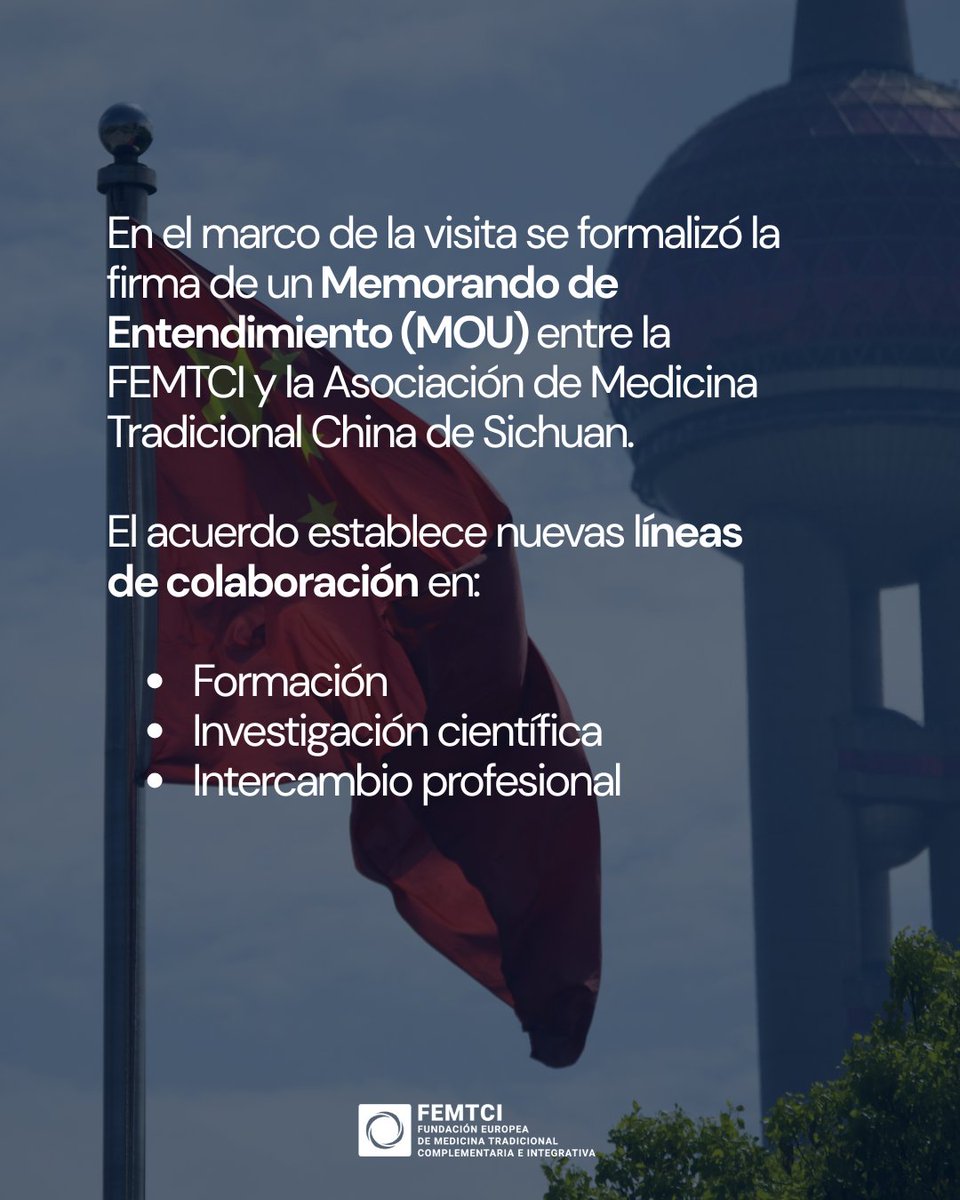 FEMTC's tweet photo. Una delegación oficial de Sichuan ha visitado Barcelona junto a la FEMTCI para reforzar la cooperación internacional en MTC.

La visita incluyó encuentros institucionales y la firma de un MOU en formación, investigación e intercambio profesional. 

#MTCI #SaludIntegrativa #FEMTCI https://t.co/KQjI4r0Yp5