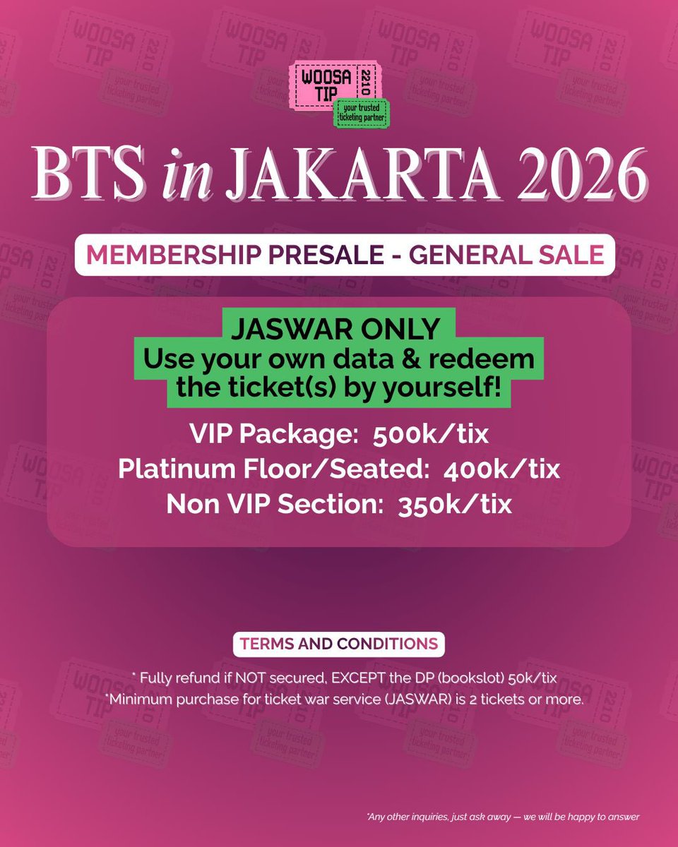 Woosatip | JASTIP JASWAR TICKETING SERVICES tweet media
