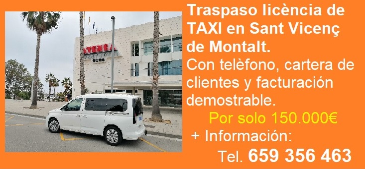 espwertgbjjjf's tweet photo. Se trapasa licencia de taxi en Sant Vicenç de Montalt.
Con telèfono y su cartera de clientes.
Buena zona de alto poder adquisitivo y mucho trabajo.
Facturación demostable.
Posibilidad de trabajar en grupo con otros taxis de la zona
consulta sin cpmpromiso 659356463 https://t.co/h2a5CjVD7u