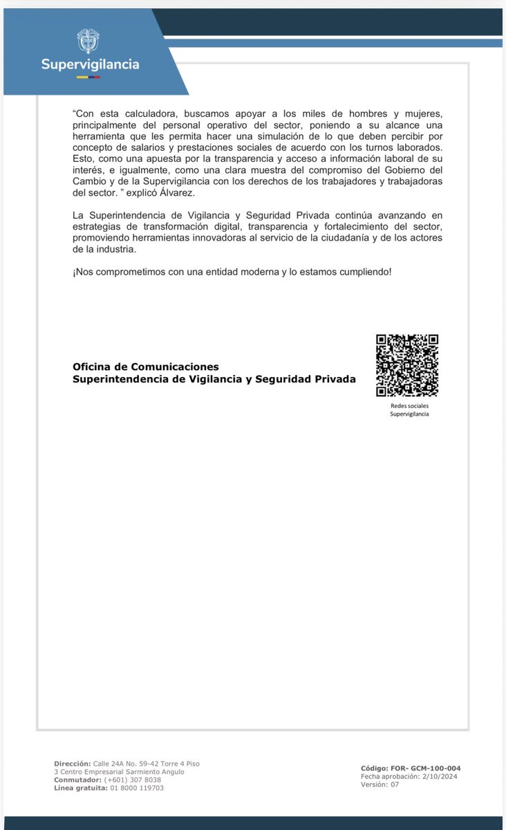 SuperVigilancia's tweet photo. La @SuperVigilancia moderna ya está aquí:
✅Entró en funcionamiento #EFICIENTE: optimiza procesos y fortalece la gestión institucional. Ingrese aquí: https://t.co/iQc2ecAw9R 
✅Próximamente: calculadora laboral para trabajadores del sector.
Nos comprometimos y estamos cumpliendo. https://t.co/EG2uTUb5Bt