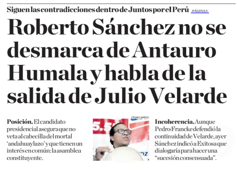 PabloMoreyraAlm's tweet photo. Ya pues, decídete. O lo sacas, o no lo sacas.
Con Antauro y sacando a Julio Velarde del @bcrpoficial, pierdes Lima y gran parte del país.
Además que contradices a tus nuevos jales: Francke y Dancourt. https://t.co/YaNH2gYY1Z