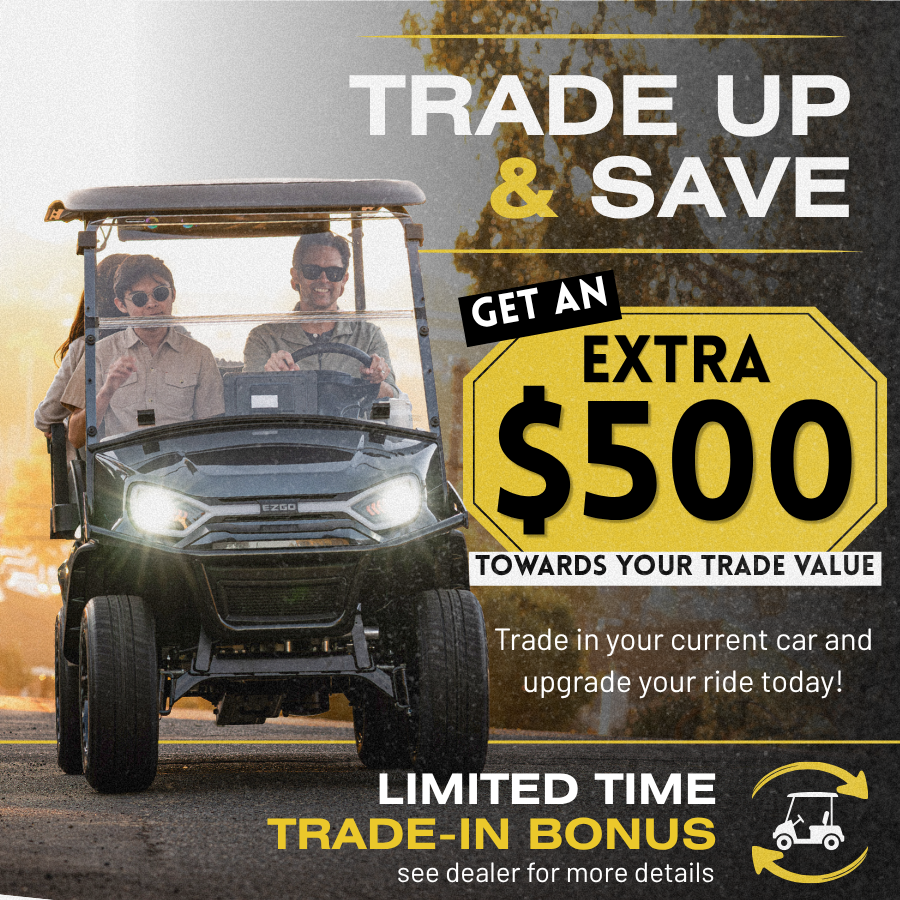 MileHighGolfCar's tweet photo. 🚗💥 TRADE UP &amp; SAVE! 💥🚗 

Upgrade your ride today and get an EXTRA $500 towards your trade value! 🤑✨ 

Don’t miss out on this LIMITED TIME TRADE-IN BONUS! See dealer for more details. 
#GolfCarDeal #GolfCarSavings #GolfCarts https://t.co/wy3mWLXO04