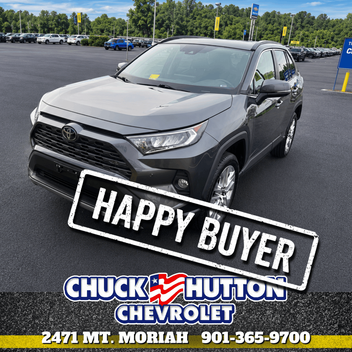 CHutton_Chevy's tweet photo. Congratulations to Kylie on her loaded 2019 Toyota RAV4 with low miles!

A special thanks to Dennis for helping make the first-time buyer experience a great one at Chuck Hutton Chevrolet in Memphis.

#ChuckHuttonChevrolet #MemphisTN #FirstTimeBuyer #ToyotaRAV4 #HappyCustomers https://t.co/gLHnZxMYJo