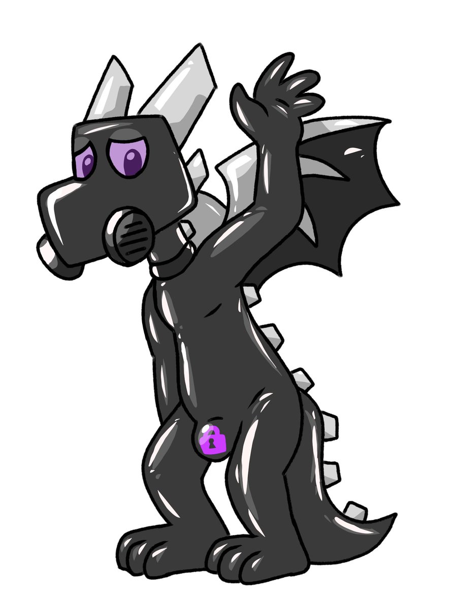 Lazlo74Lizer's tweet photo. Stuck in an Ender Dragon suit~
Not much I can do but squeak about in the latex and chastity uwu

Gift from @Fite_Dragon, thanks so muchhh! https://t.co/lmAFiuDmEA