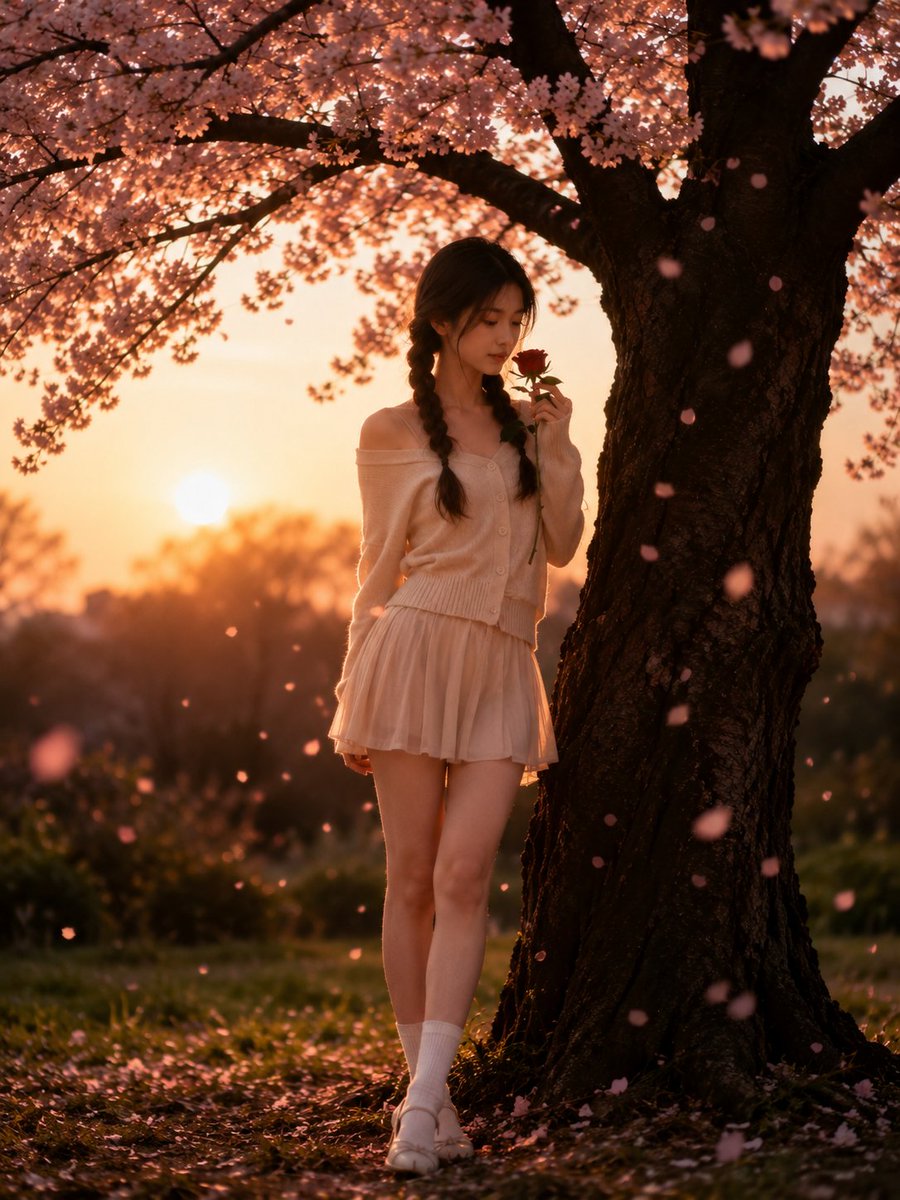 Cinematic Spring Cherry Blossom Portrait