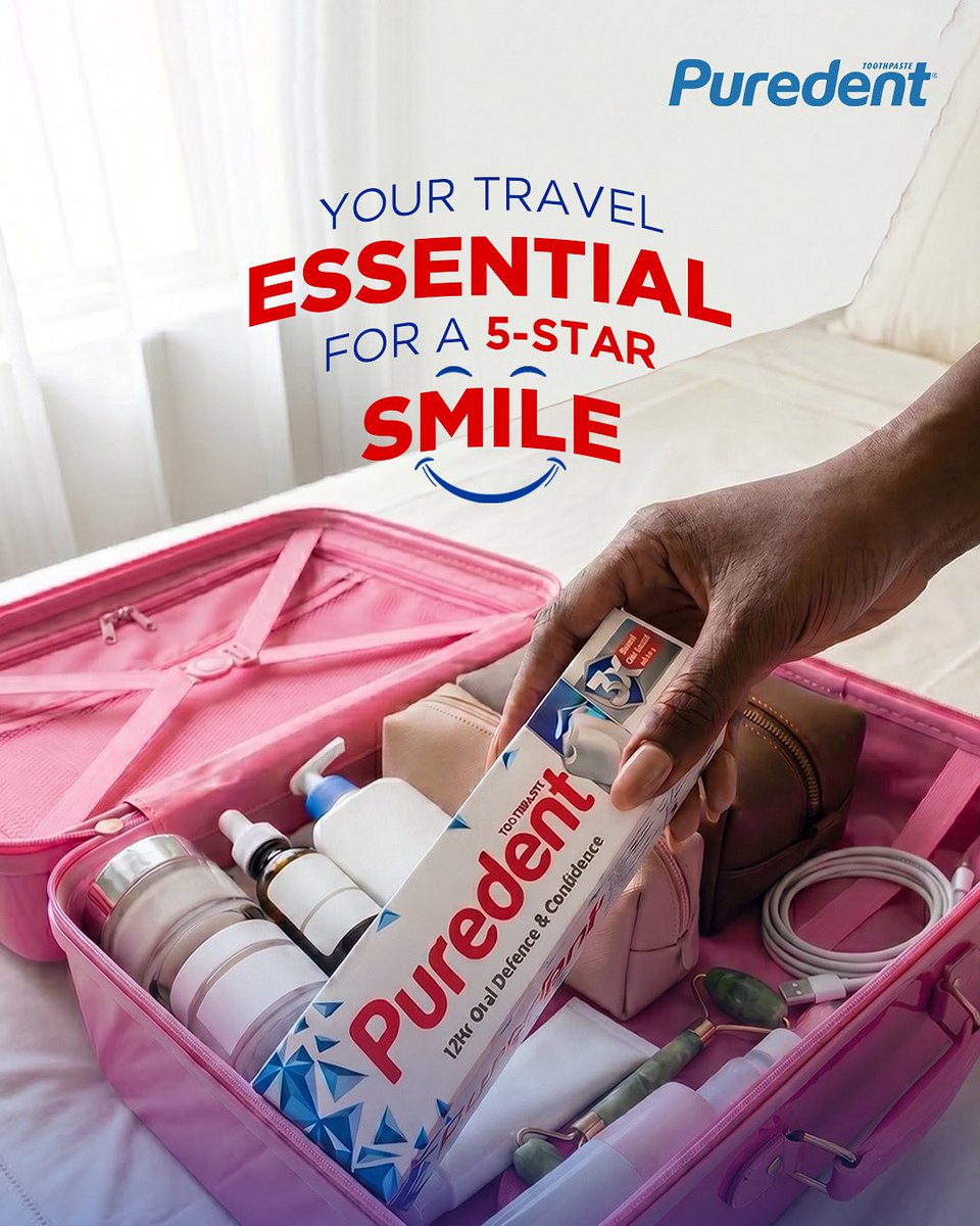puredentng's tweet photo. Pack the essentials. Don’t forget the smile protection. 
With Puredent by your side, fresh breath and stronger enamel travel with you everywhere.

#Puredent #FreshBreath #OralCareUpgrade #ConfidenceStartsHere #FluorideFree https://t.co/0eW0j2NkSW