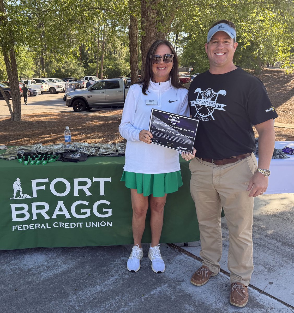 FortBraggFCU's tweet photo. We were honored to be part of the 6th Annual SSG Jake Hess Memorial Golf Scramble last week. This annual event celebrates the life and legacy of SSG Jake Hess, a decorated Special Operations Soldier based out of Fort Bragg. https://t.co/lX6RDdWN3o