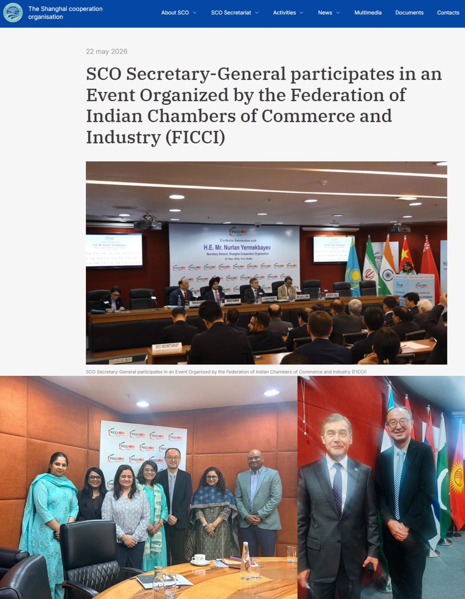 wangjili's tweet photo. Privileged to join 🇮🇳FICCI’s SCO event. Secretary-General 🇰🇿Nurlan Yermekbayev highlighted India's world-class leadership in IT and SMEs, and my conversation with him was deeply enriching. Great to see our FICCI friends again right after their 🇨🇳Shenzhen tour last Monday! 🌐🤝 https://t.co/y2oAV8rQdZ