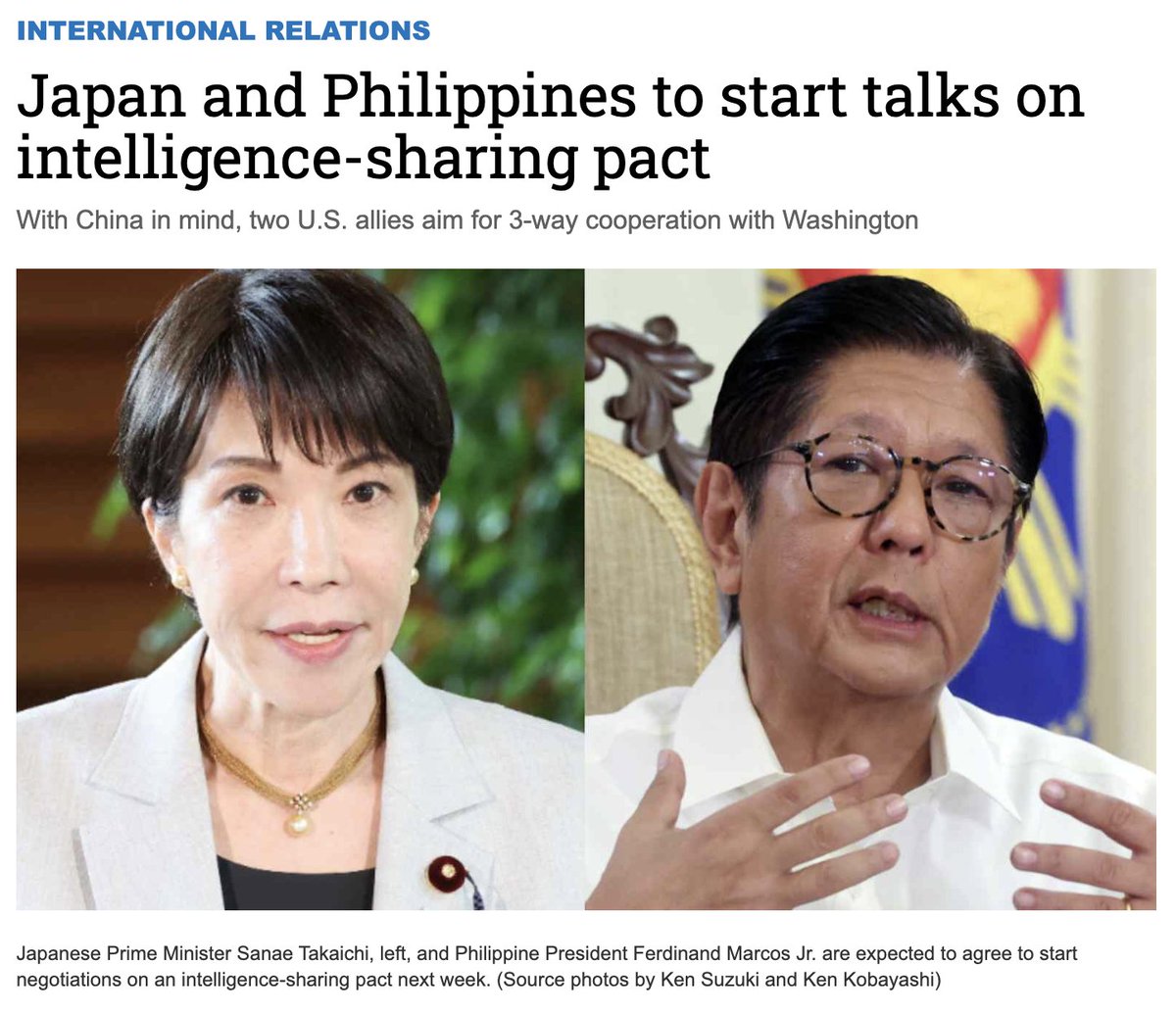 Great news: Japan and the Philippines are launching formal talks on a GSOMIA—something @LisaCurtisDC and I called for in March With U.S. GSOMIAs already in place with both countries, Japan-Philippines intel sharing