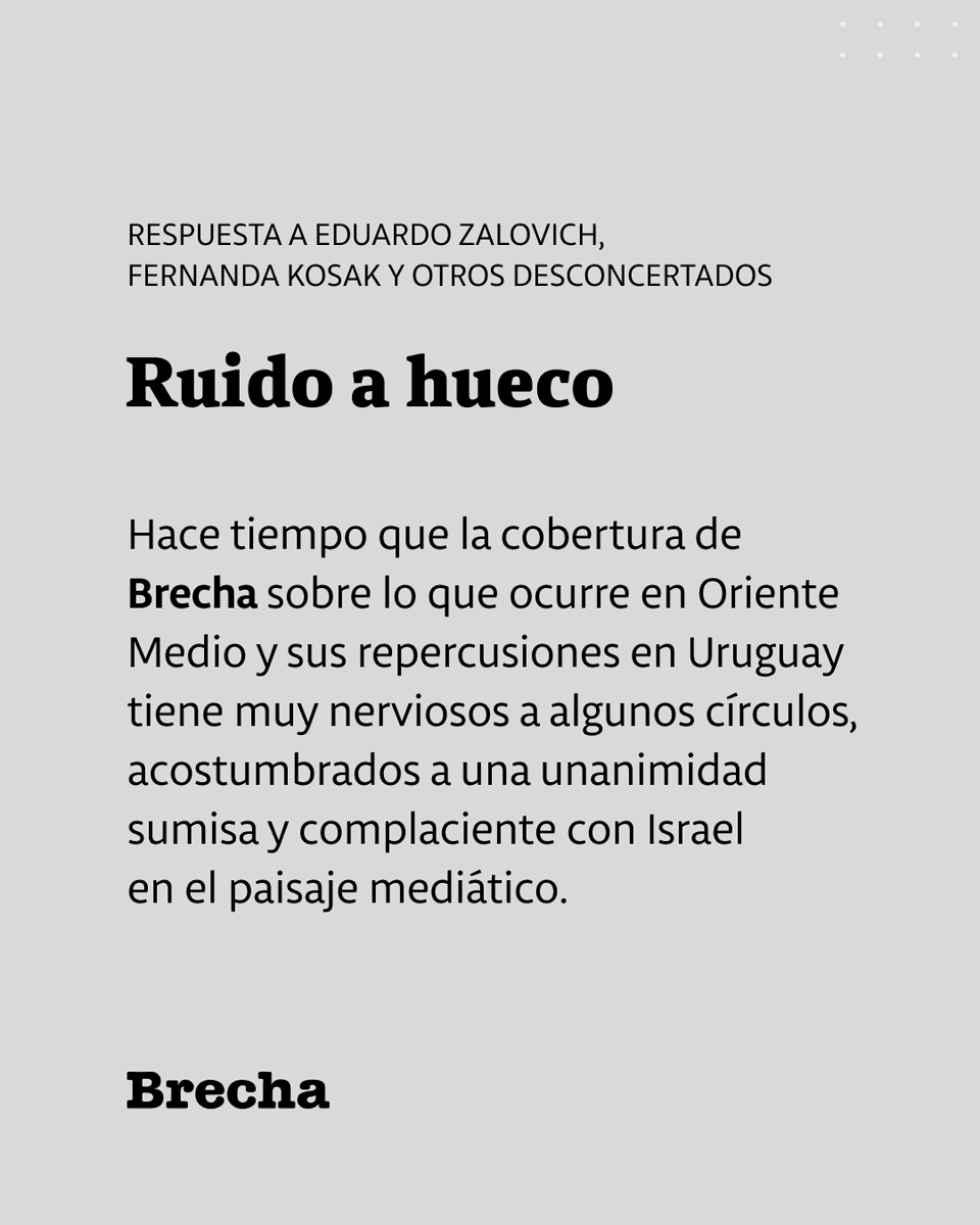 SemanarioBrecha's tweet photo. 📰 Ruido a hueco

Respuesta a Eduardo Zalovich, Fernanda Kosak y otros desconcertados

🖋️ Consejo de Redacción

Lectura libre 

https://t.co/etrqypwftF https://t.co/vNQP9HnTfh