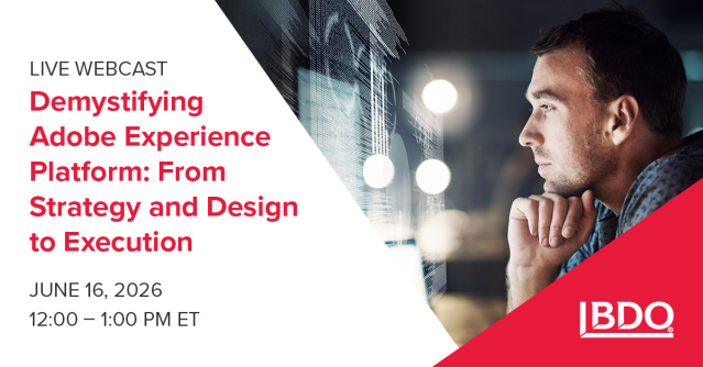 chadgabriel's tweet photo. Join @BDO_USA’s webcast to explore what AEP is designed to do, how teams move from data to activation, and what it takes to support successful implementation. Register: https://t.co/ECoJj4msNg https://t.co/ro24sYTWme