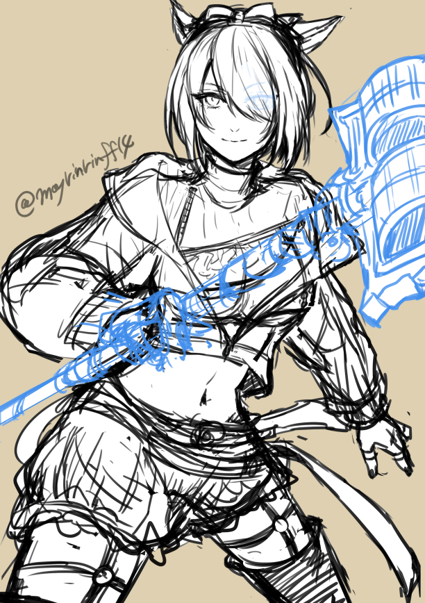 mayrinrinff14's tweet photo. 極周回に飽きたので久々に自キャラ落書き https://t.co/of9ToztbqN