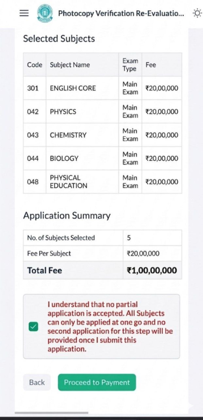 SA_Army10's tweet photo. The @cbseindia29 portal has been completely DOWN for hours, but right before it crashed, the backend literally asked students to pay ₹1 CRORE for 5 photocopies. You cannot make this up. Paper se zyada inke IT department ke pixels fail ho gaye. #CBSE #CBSEOSMSCAM  #cbseresult2026 https://t.co/JNaSSmgjJa