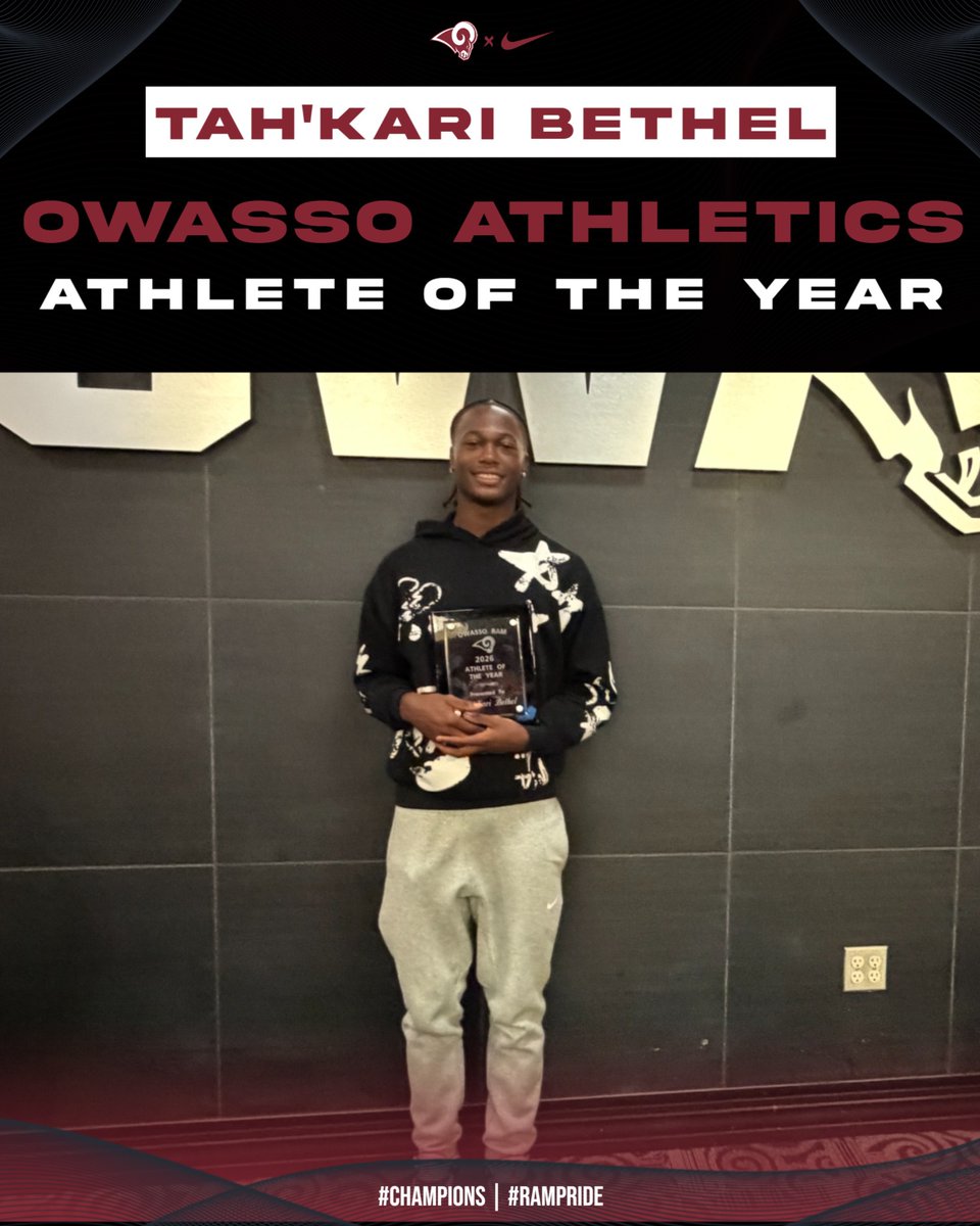 OwassoAthletics's tweet photo. Congratulations to our 2026 Owasso Athletics Athletes of the Year! We are proud of all your accomplishments!

#CHAMPIONS | #RamPride https://t.co/cbFjC12jaK