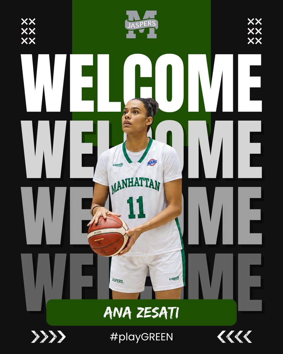 Manhattan_WBB's tweet photo. 𝐁𝐈𝐆 𝐓𝐈𝐌𝐄 🤯

Concluding a stellar week for the Jaspers as we welcome Ana Zesati, hailing from Mexico and most recently, Lamar Community College 😎

“We are thrilled to welcome Ana to our program. At 6’2, she is a versatile forward who fits perfectly into our system with her ability to score both inside and out. Coming from a 21 win program has proven she knows how to contribute and thrive in a winning environment,” said @heathervulin ‼️

#GoJaspers | #playGREEN 🟢⚪️