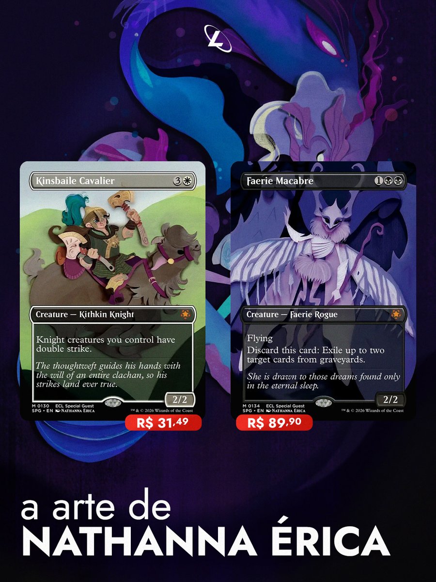 ligamagicbr's tweet photo. 🇧🇷 Brasileira em destaque novamente 🇧🇷

Hoje mostramos alguns cards da ilustradora brasileira de Magic: The Gathering, Nathanna Érica!

Nathanna estreou recentemente nos cards de Magic: The Gathering, com paper arts para alguns dos cards de Special Guests da edição #MTGLorwyn. https://t.co/otRgFQNe5c