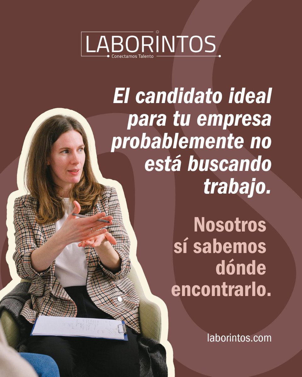 Laborintos's tweet photo. El candidato perfecto para tu empresa no está en LinkedIn buscando trabajo.

Está trabajando. Enfocado. Sin pensar en moverse.

En Laborintos llevamos más de 14 años encontrando ese talento en LATAM.  

¿Tienes un cargo que no has podido cerrar? 
📩 marcela.turbay@laborintos.com https://t.co/fZj4aTFief