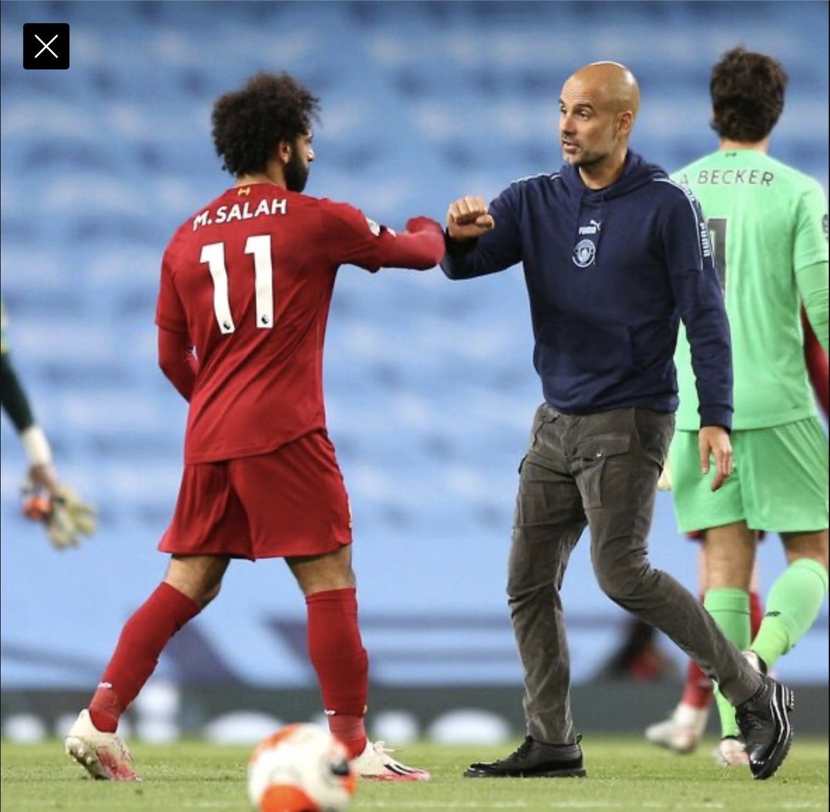 shahf001's tweet photo. Two legends will sign off from the Premier League this weekend. Goodbye and best wishes. Thanks for the entertainment. #MoSalah #Guardiola #LFC #MCFC #PL https://t.co/dI8SHaaHhB