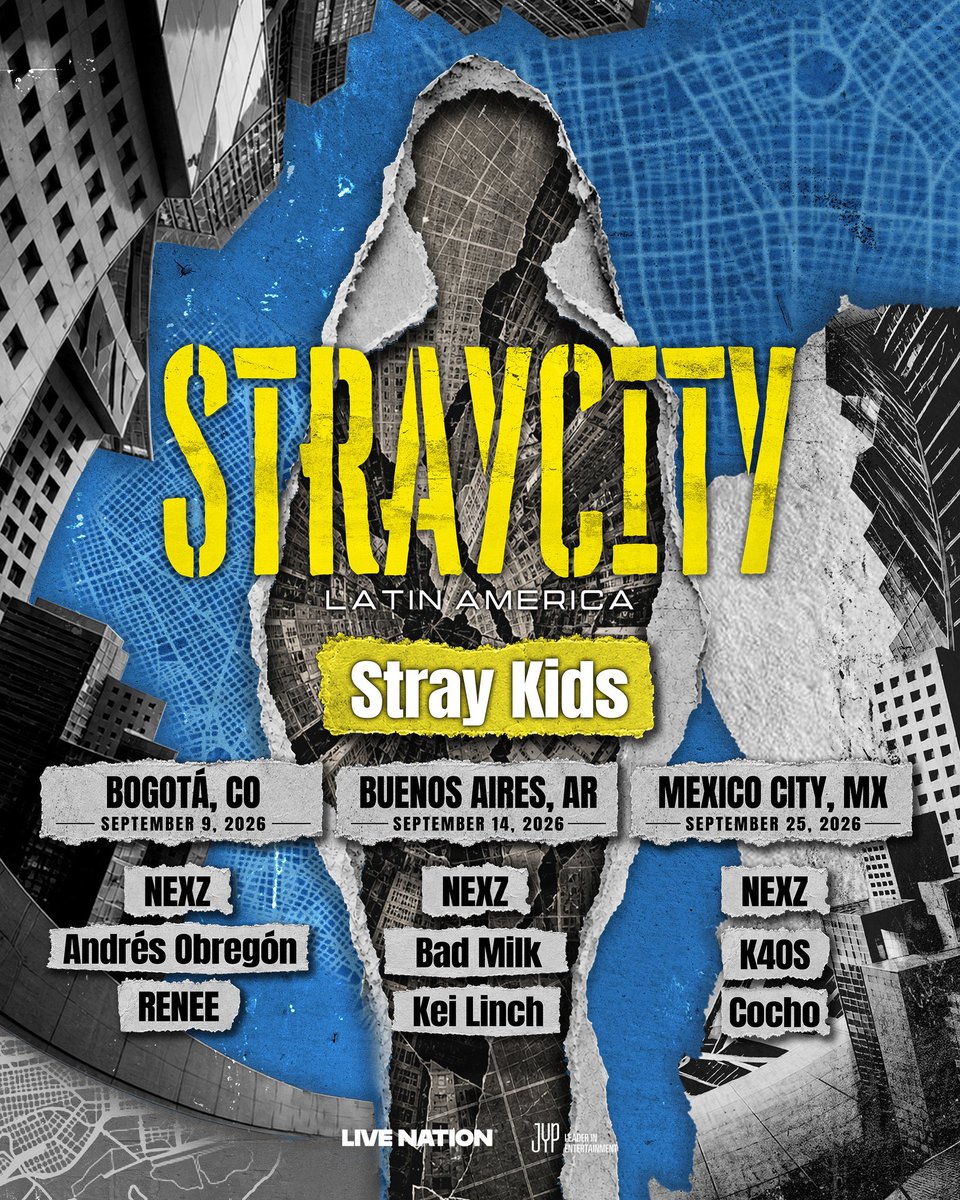 MasMusicPE's tweet photo. 💥 STRAY KIDS anunció su regreso a Latinoamérica para setiembre de 2026. Esta vez visitarán Bogotá 🇨🇴, Buenos Aires 🇦🇷 y Ciudad de México 🇲🇽 https://t.co/M9t9oE6Zay
