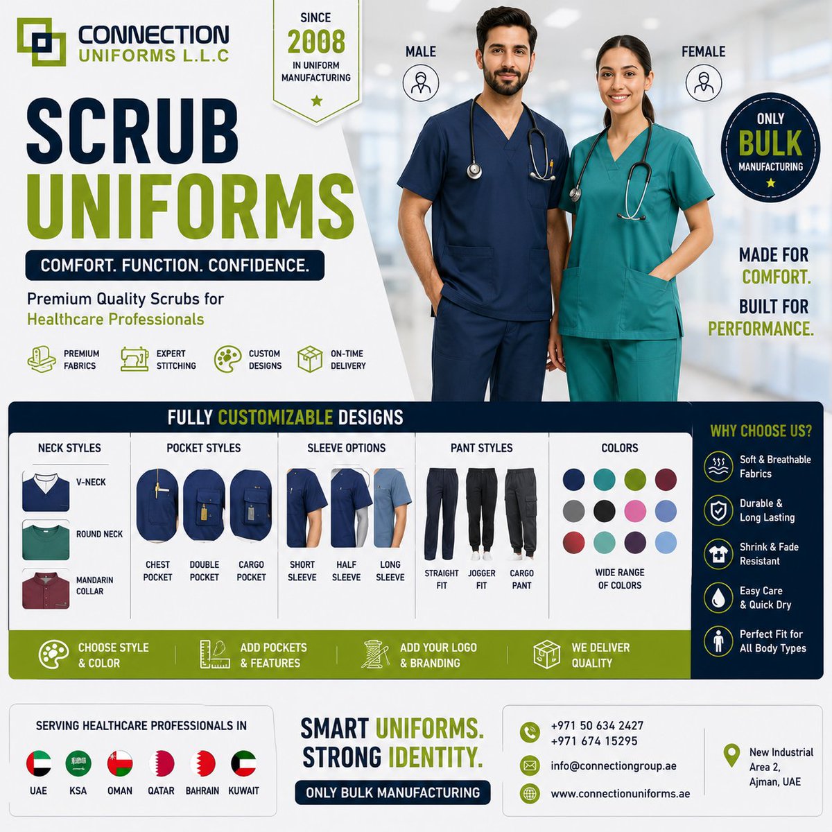 Conn_Garments's tweet photo. Customized Scrub Uniform Manufacturing for Healthcare Professionals.

Serving UAE, KSA, Oman, Qatar, Bahrain &amp; Kuwait.

🌐 https://t.co/hEA5Kju0ut

#Scrubs #MedicalUniforms #HealthcareUniforms #UAE https://t.co/YZL4Qgo4vb