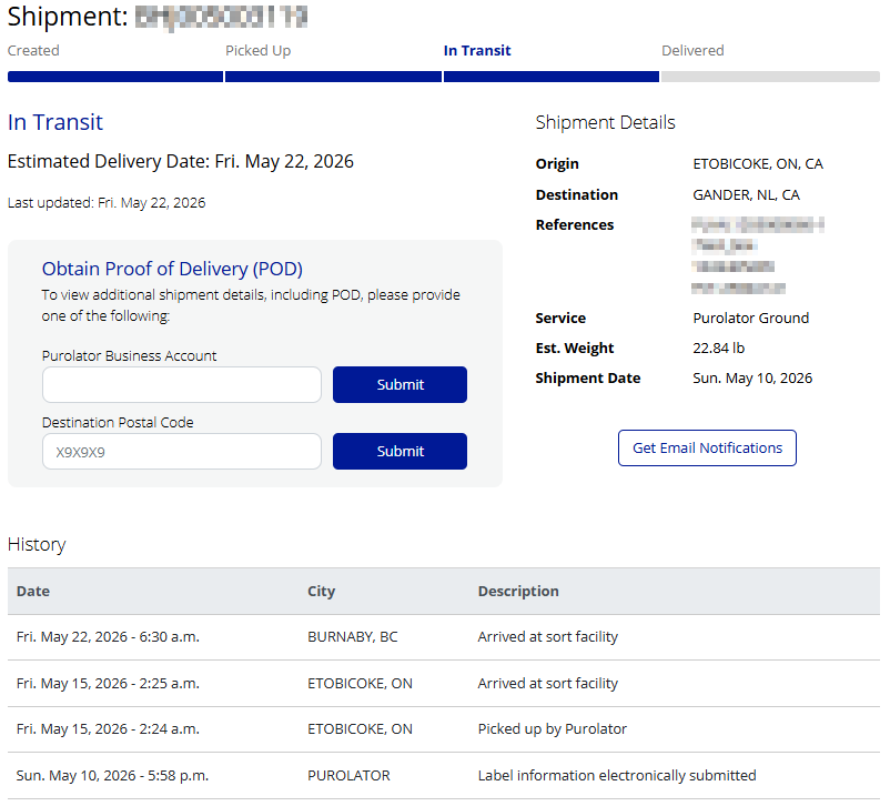 AtlanticRebel's tweet photo. @PurolatorHelp What the actual heck is going on with Puro????? 2 PCs shipped from Dell, one arrived in NL today, the other wound up on the other side of the country????? I had a 5 box shipment sent to me in Fredericton, 4 of 5 arrived Wednesday, 1 of 5 yesterday..... WTAF????? https://t.co/a81eQyYZME
