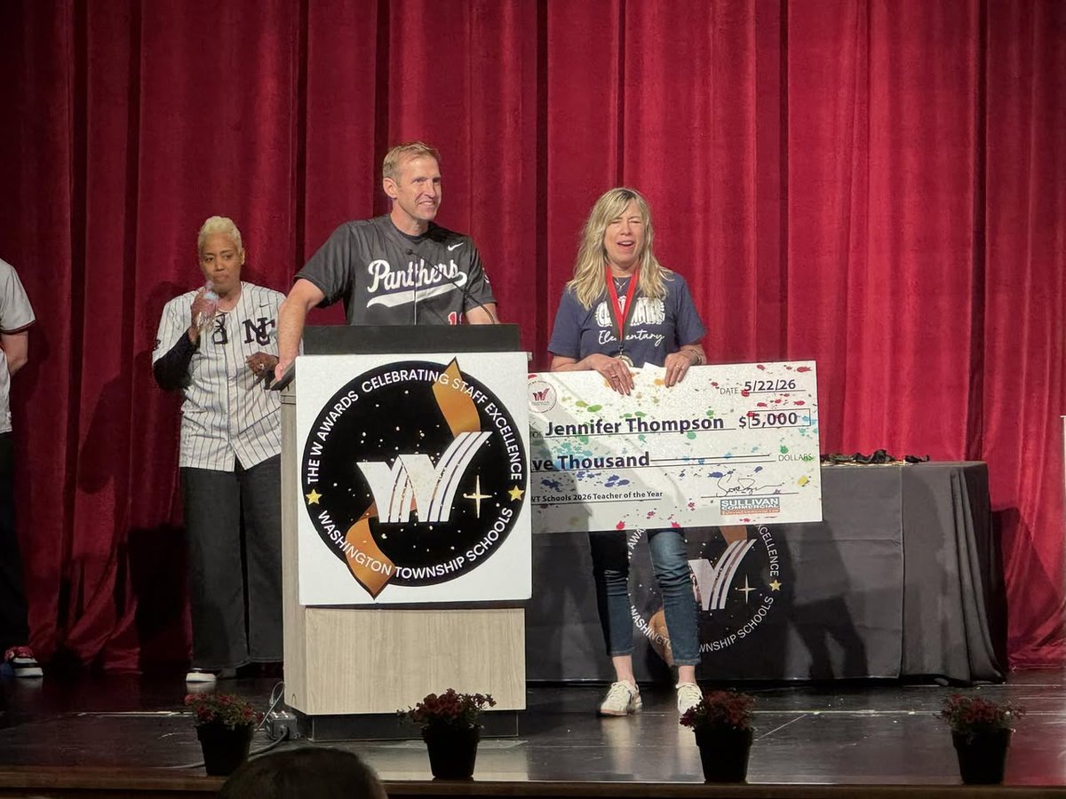 msdwt's tweet photo. Congrats to Jennifer Thompson, Art Teacher at @ClearwaterElem, who was announced as our 2026 Teacher of the Year! We are honored to have her represent our township in the Indiana Department of Education’s State Teacher of the Year program. #WeGrowPanthers #WhyWT @EducateIN https://t.co/Sc6hxOfSAw