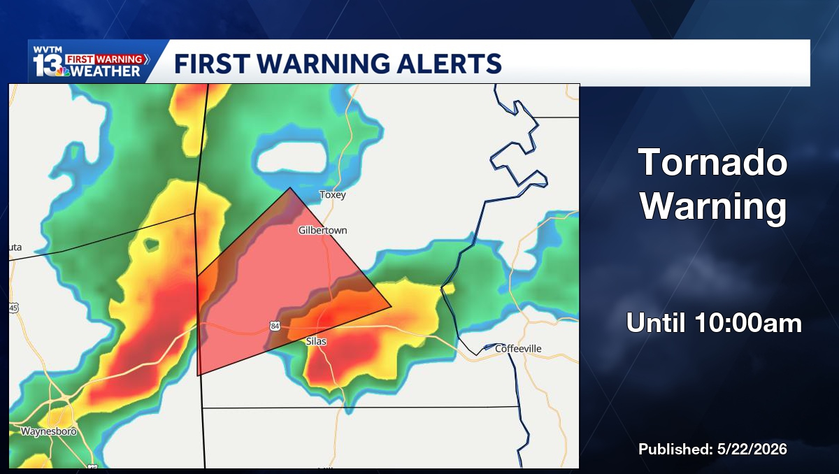 Tornado Warning for Choctaw County in AL until 10:00am. Live Radar
