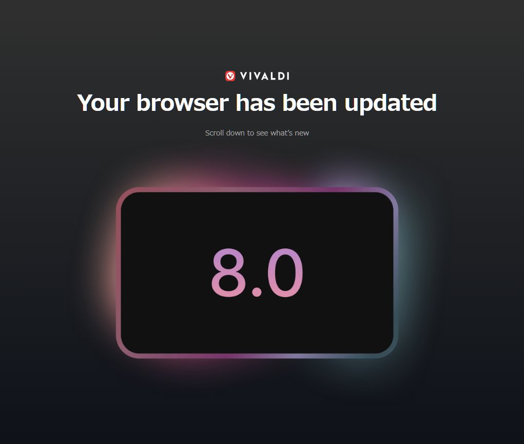 mitstek's tweet photo. VIVALDI
Your browser has been updated
https://t.co/DKQ0vjBd2I https://t.co/ooORSAbOif