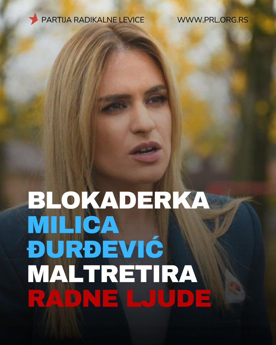PRLevice's tweet photo. Blokaderka Milica Đurđević maltretira radne ljude!

Ministarka rada već pola godine blokira utvrđivanje reprezentativnosti Sindikata zaposlenih u socijalnoj zaštiti Republike Srbije, o čemu je po zakonu morala da odluči u roku od 30 dana. https://t.co/kZvGbBtcom