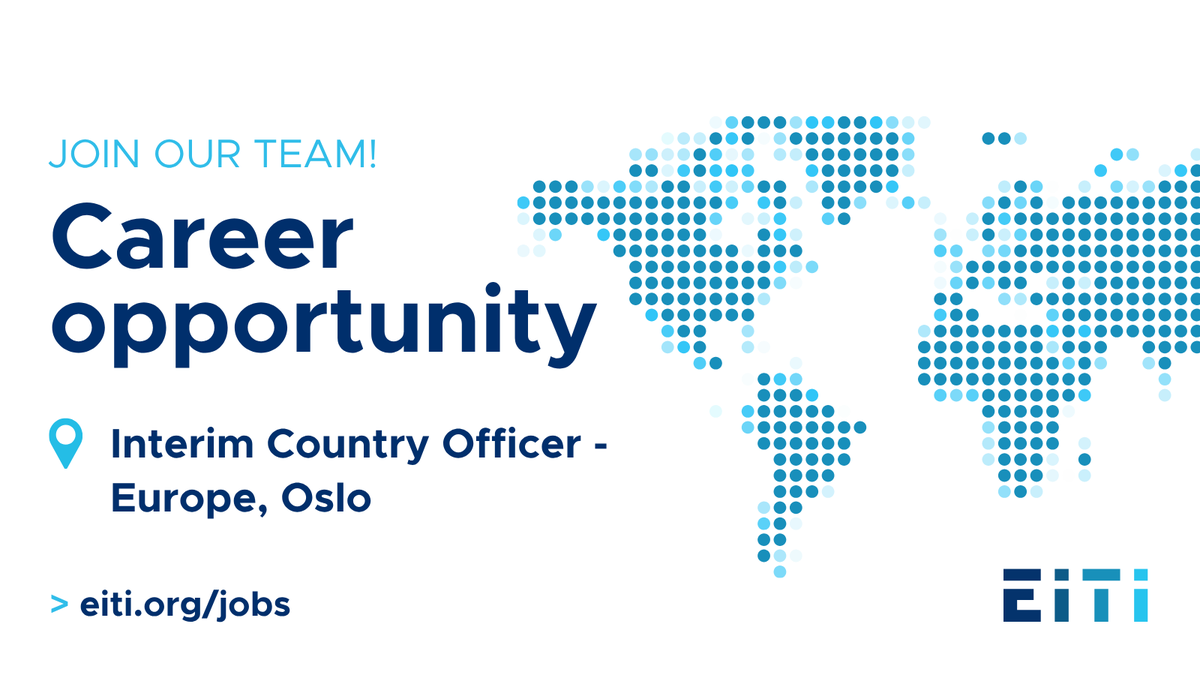 EITIorg's tweet photo. 📢 We’re hiring! We are looking for an Interim Country Officer for Europe to support EITI implementation in seven European countries.

Apply by 7 June 2026.

More details 👉 https://t.co/ZzQWw46Ivh https://t.co/vXk8t1pkLQ